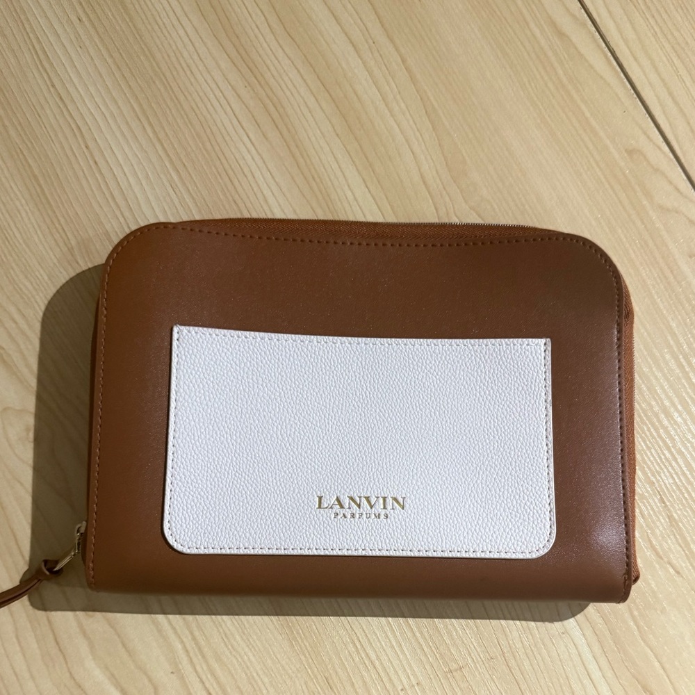 Lanvin Brown and White Leather cosmetic case